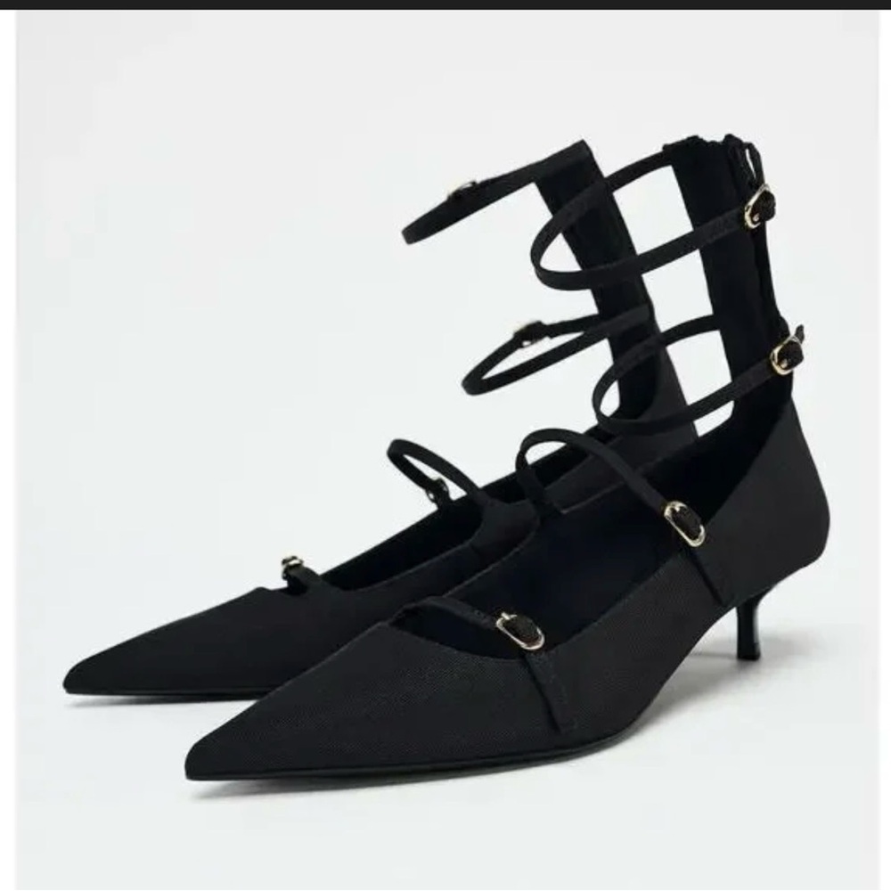Zara Elegant Black Strappy Women's Shoes Size 39